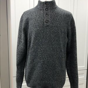 Old Navy Gray Heather Knit Sweater – Men’s XL – 4-Button Cowl Neck